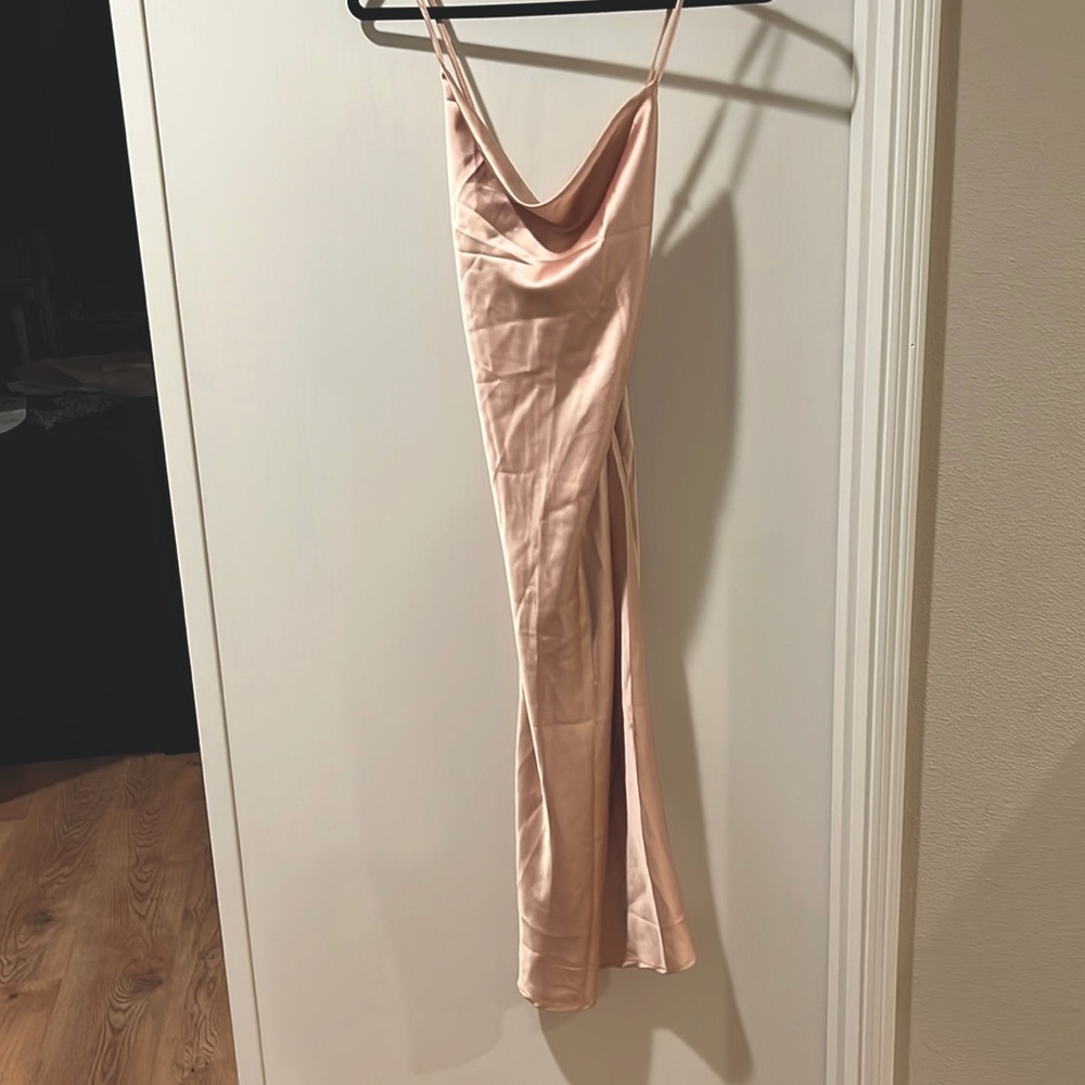 Champagne slip midi dress